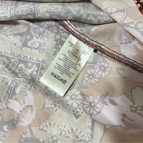 Free People Sage Floral Print U-neck Top Size L - Picture 10 of 15